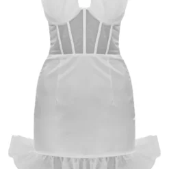 Robe Corset Moulante En Nylon Blanc à Bonnets Et Ourlet Volantés -Pas Cher Robe Tendre Magasin e1d000a73fa06e9ea1f40464ef2f8e467cb0b11b cnc7823 5