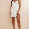 Robe Patineuse Satinée Décolletée Champagne à Dos Nu