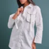 Robe Chemise Cargo Crème à Poches Et Ceinture