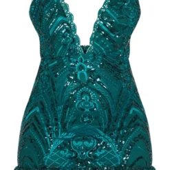 Robe Moulante Vert émeraude à Sequins Et Ourlet Dentelle Volanté -Pas Cher Robe Tendre Magasin e337ed92d30c2545434915bf93fc77fec1de45cd CLZ7424 3