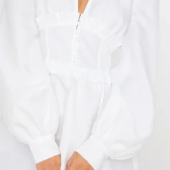 Robe Patineuse En Maille Tissée Blanche à Boutons Et Manches Bouffantes -Pas Cher Robe Tendre Magasin e38ea1941cda6cccb6018d17507a4d5cdc6cbaa5 cmh3626 4