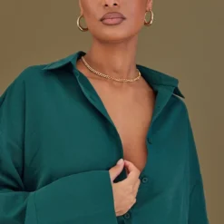 Robe Chemise Oversize En Popeline Vert Forêt à Mancherons Larges -Pas Cher Robe Tendre Magasin e42dc9c7339a5214987b1c0f3b457cdd30ace661 cnc6731 4