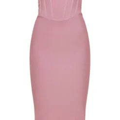 Robe Mi-longue Rose à Détail Corset Bandage -Pas Cher Robe Tendre Magasin e55bffbd6627a064cddb448cbf7316046ce1dd88 cnd1252 5