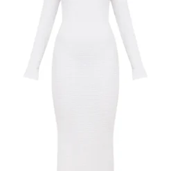 Robe Mi-longue Texturée Blanche à Manches Longues Et Dos Ouvert -Pas Cher Robe Tendre Magasin e68dd7c6ff81d87d32c608522cb392654d0c64e0 cnd4026 5