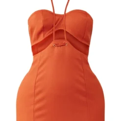 Robe Moulante Rouille Tissée Effet Lin à Bretelles Découpées -Pas Cher Robe Tendre Magasin e6f357c6528b454a980fa526fa26545d1e70736a cnd7654 5