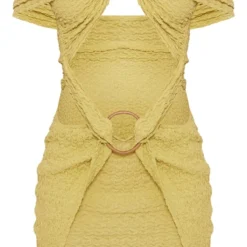 Robe Moulante Texturée Vert Olive à Détail Anneaux -Pas Cher Robe Tendre Magasin ea1329854e5bb8eb6dcde1803a1984584e4463a4 cne1860 5