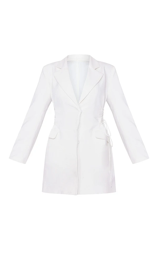 Robe Blazer Crème à Lacets Détail Corset 5 Robe Blazer Crème à Lacets Détail Corset – Image 5