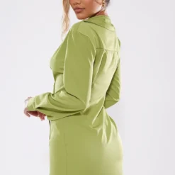 Robe Chemise Satinée Vert Olive Nouée à La Taille 6 Robe Chemise Satinée Vert Olive Nouée à La Taille -Pas Cher Robe Tendre Magasin eb7edaa92464299395f1adfe1801d9f50bc6a5e2 cnb9425 2