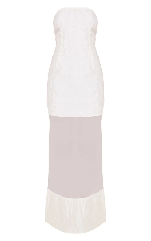 Robe Bustier Longue Crème En Mesh Et Mousseline De Soie Texturés 5 Robe Bustier Longue Crème En Mesh Et Mousseline De Soie Texturés – Image 5