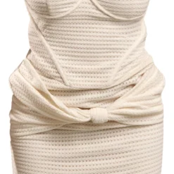 Robe Bustier Moulante Texturée Crème Drapée à Noeud Et Armatures -Pas Cher Robe Tendre Magasin ec926e74835bde5bd66d096ff381e0b9f94943a1 cne7686 5