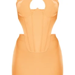 Robe-corset Moulante En Bandage Orange à Bretelles Croisées Et Côtés Découpés -Pas Cher Robe Tendre Magasin ecf4d012d60552156de25cfbae7f64a2ce97a7a7 cnd5902 5