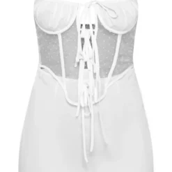 Robe Moulante Tissée Blanche à Corset En Mesh Lacé -Pas Cher Robe Tendre Magasin edb0eca358d3ed8b4bd2d16df07a5c493114d20a cnd5870 5