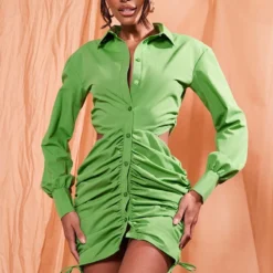 Robe Chemise Froncée Verte à Boutons Et Côtés Découpés 7 Robe Chemise Froncée Verte à Boutons Et Côtés Découpés -Pas Cher Robe Tendre Magasin ee3259d6583426ad7fab7e03134c68d1df6d5241 cne0633 3