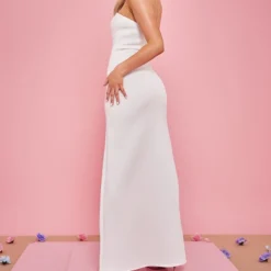 Robe Mi-longue Bustier En Néoprène Blanche à Détail Coutures -Pas Cher Robe Tendre Magasin ef14def705e048ebb525d518a469f535aaf30cb8 cnd9029 2