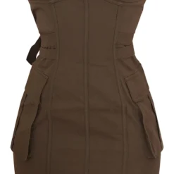 Robe Cargo Bustier Moulante Kaki Foncé à Liserés Structurants Et Poches -Pas Cher Robe Tendre Magasin efa63514327076ab11263329c690e74e641cb79e cnc6733 5