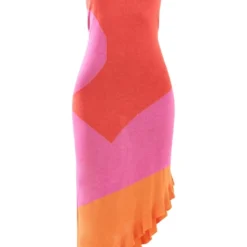 Robe Longue Asymétrique En Maille Tricot Orange Contrastante -Pas Cher Robe Tendre Magasin f0857ed2239c189637d62a0af0c904841fcb2f28 cnc5951 5
