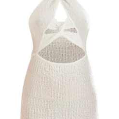 Robe Moulante Dos Nu Blanche Texturée à Détail Torsadé -Pas Cher Robe Tendre Magasin f0d9df6e66997e32fe5b280ad0a69181ea98cd51 cnd5891 5