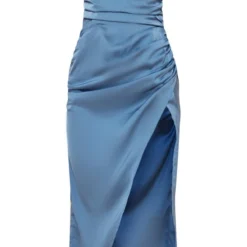 Robe Longue Asymétrique Satinée Froncée Bleu Minéral Fendue 9 Robe Longue Asymétrique Satinée Froncée Bleu Minéral Fendue -Pas Cher Robe Tendre Magasin f2b907dc97a4ab78e50a76c270962c26629e645c cnc9987 5