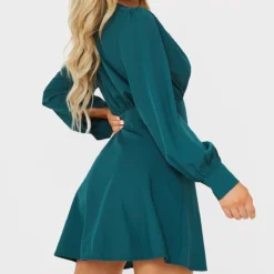 Robe Droite Vert émeraude à Détail Taille Et Boutons -Pas Cher Robe Tendre Magasin f34a2a11dbcedfb3214675f349e042d672112fdc cmt3833 3