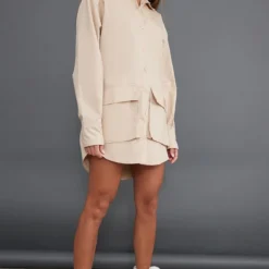 Robe Chemise Sable à Manches Longues Et Poches Cargo -Pas Cher Robe Tendre Magasin f3b92e8d7d9657541f924791fc4dfa5153e609be cnd1299 3