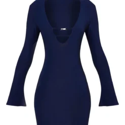 Robe Très Moulante Découpée Bleu Marine à Empiècements Et Manches Longues -Pas Cher Robe Tendre Magasin f494752f96bf82153ba27972d5f4a5a1fe09c0f7 cnc5922 5