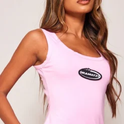 Robe Moulante Rose Vif à Badge Slogan -Pas Cher Robe Tendre Magasin f64cfa42c7ed14870cbc63d9280da445ce068f40 cne6549 4