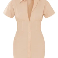 Robe Chemise Effet Lin Gris Pierre à Manches Courtes Et Taille Cintrée -Pas Cher Robe Tendre Magasin f6ce0c486ea0d954c798d78e1c49ae917019d114 cne2854 5