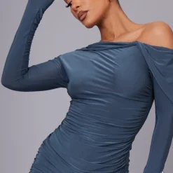 Robe Asymétrique Moulante Gris Anthracite à Fronces -Pas Cher Robe Tendre Magasin f89eece5a0df78609f7ec68556604fa13ed69bdc cnc6170 4