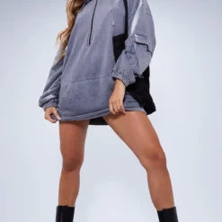Robe Sweat Noir Javélisé Oversize à Demi-zip -Pas Cher Robe Tendre Magasin f9762f5a83213a89f1be6a9ebcca958fbf6d464a cna3021 3