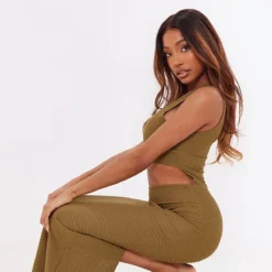 Robe Mi-longue Découpée Texturée Kaki à Col Nageur -Pas Cher Robe Tendre Magasin fab4627f12276ca56b737e207e25d07b78152236 cnd1237 3