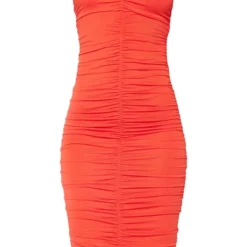 Robe Mi-longue Orange Très Froncée à Bretelles Fines -Pas Cher Robe Tendre Magasin fadb87572434e26c7a0068696c434922da4967f6 cmy4490 6