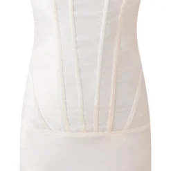 Robe Moulante Satinée Crème à Détail Corset -Pas Cher Robe Tendre Magasin fbf1c6db5c6435c9340a6d7b40328cfde9409c6e cnd2174 5