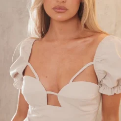 Robe Moulante Découpée Gris Pierre à Manches Bouffantes Et Détail Bonnets -Pas Cher Robe Tendre Magasin fc4a81fdb843e9b3e6a837a72eeedefa3cce950c cnd5488 4