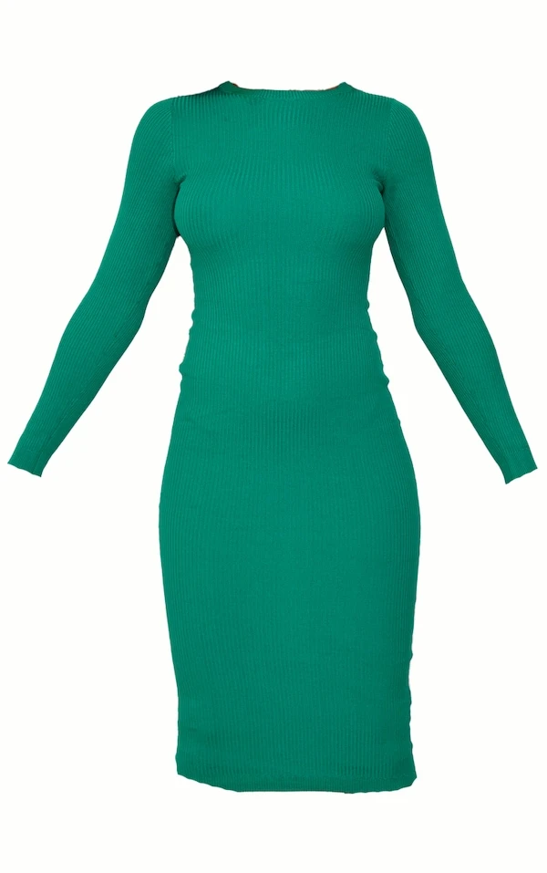 Robe Longue Vert Vif En Maille Tricot Détail Col 5 Robe Longue Vert Vif En Maille Tricot Détail Col – Image 5