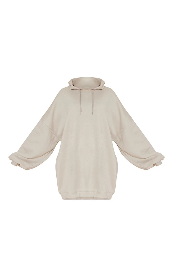 Robe Pull Oversize En Sweat Avoine à Capuche 5 Robe Pull Oversize En Sweat Avoine à Capuche – Image 5