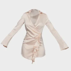 Robe Cache-coeur Style Chemise Satinée Crème à Volants 9 Robe Cache-coeur Style Chemise Satinée Crème à Volants -Pas Cher Robe Tendre Magasin feadbf5a1cea9894dba8f22c02056c5f67ae101f cnc7816 5